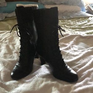 Aerosoles Tied Up black heeled boot.